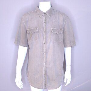 LEVIS Vintage Short Sleeve Shirt XL Snap Button KHAKI Longhorn Cowboy Vtg 90s SS